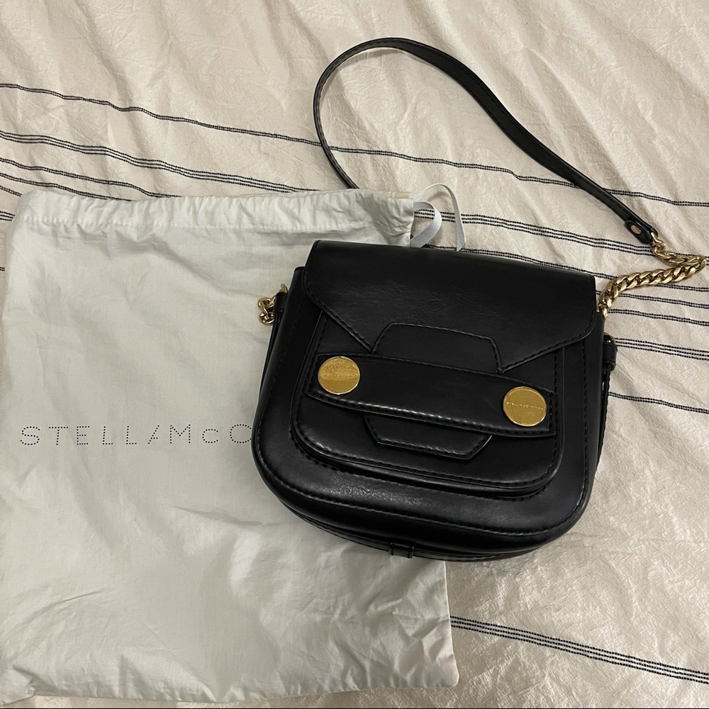 Stella McCartney Black Leather Popper Shoulder Bag